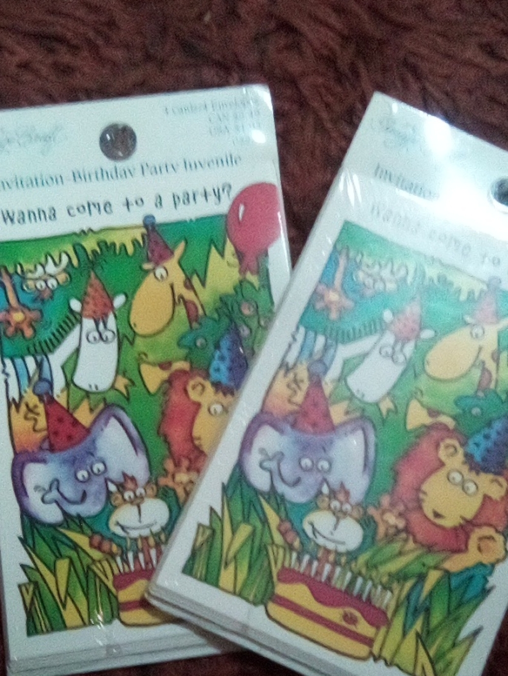 3 Packs Each With 12 Total Birthday Party Invitations - Colorful Jungle Animals